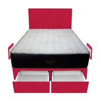 Dormitorio Pocket Vip + 4 Cajones 1.5 Plz + Cabecera - Rojo