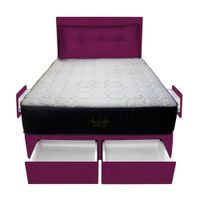 Dormitorio Pocket Vip + 4 Caj. 2 Plz + Cabecera + Cojin - Purpura