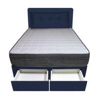 Dormitorio Turin + 2 Cajones 1.5 Plz + Cabecera + Cojin - Cobalto