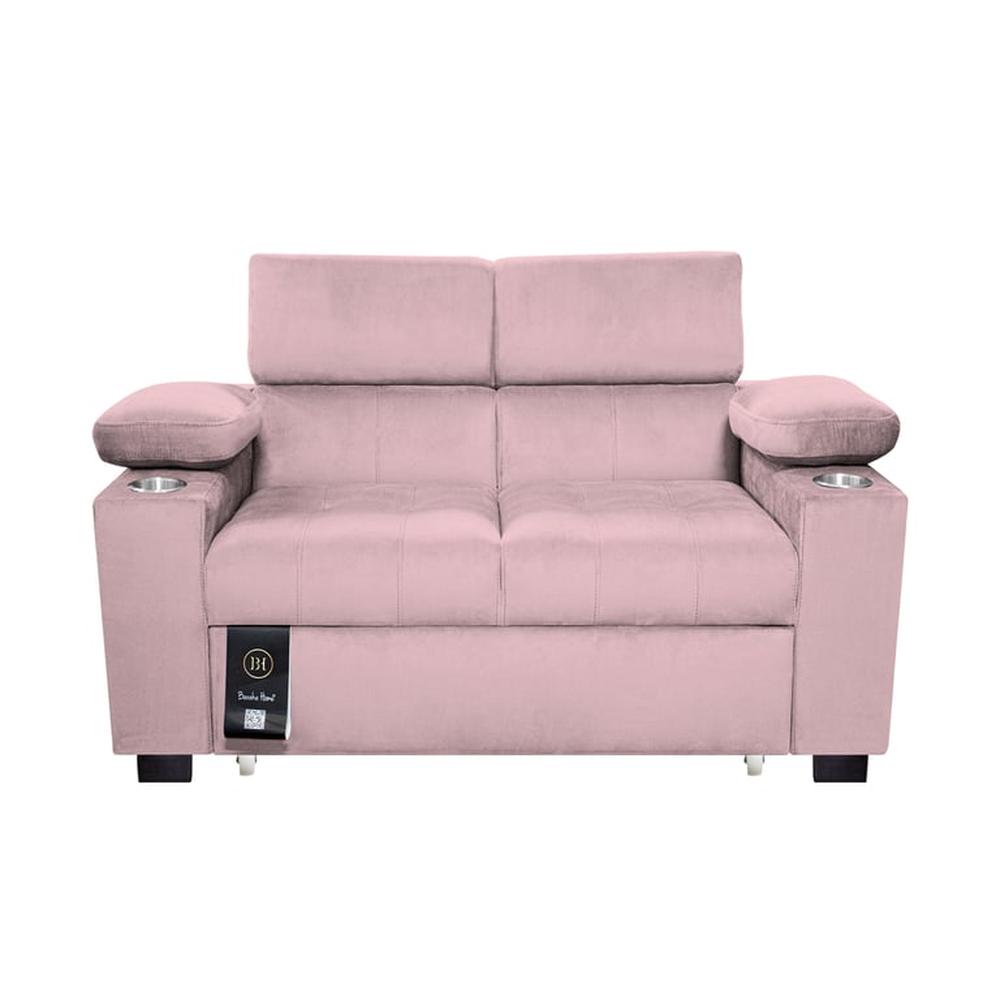 Sofá Cama Baltimore con Porta Vasos y Bolsillo 2 plz - Rosado Sofá Cama Baltimore con Porta Vasos y Bolsillo 2 plz - Rosado