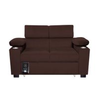 Sofá Cama Baltimore con Porta Vasos y Bolsillo 2 plz - Chocolate