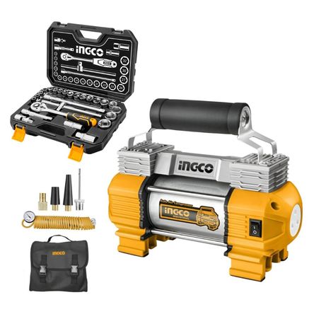 Compresor de aire 12V + Set De Dados 25Pz HKTS12251 INGCO Compresor de aire 12V + Set De Dados 25Pz HKTS12251 INGCO