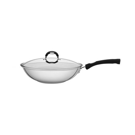 Sartén Wok con Tapa Acero Inoxidable 28 cm Tramontina Solar Silicone 23021366