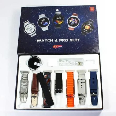 SMARTWATCH 4 PRO SUIT, PACK 7 EN 1, RELOJ + CORREAS NEGRO