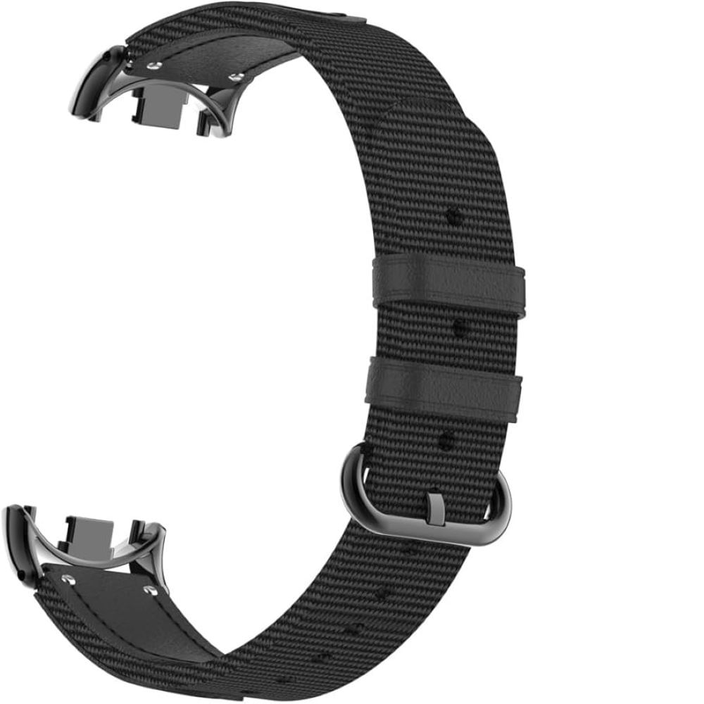 Correa de cuero y tela para Xiaomi Band 8-9 Negro Correa de cuero y tela para Xiaomi Band 8-9 Negro