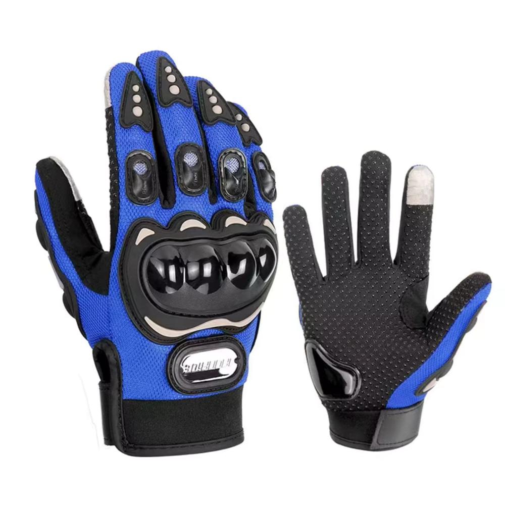 Guantes para Moto Dedo Completo y Táctil Guantes Protector Azul