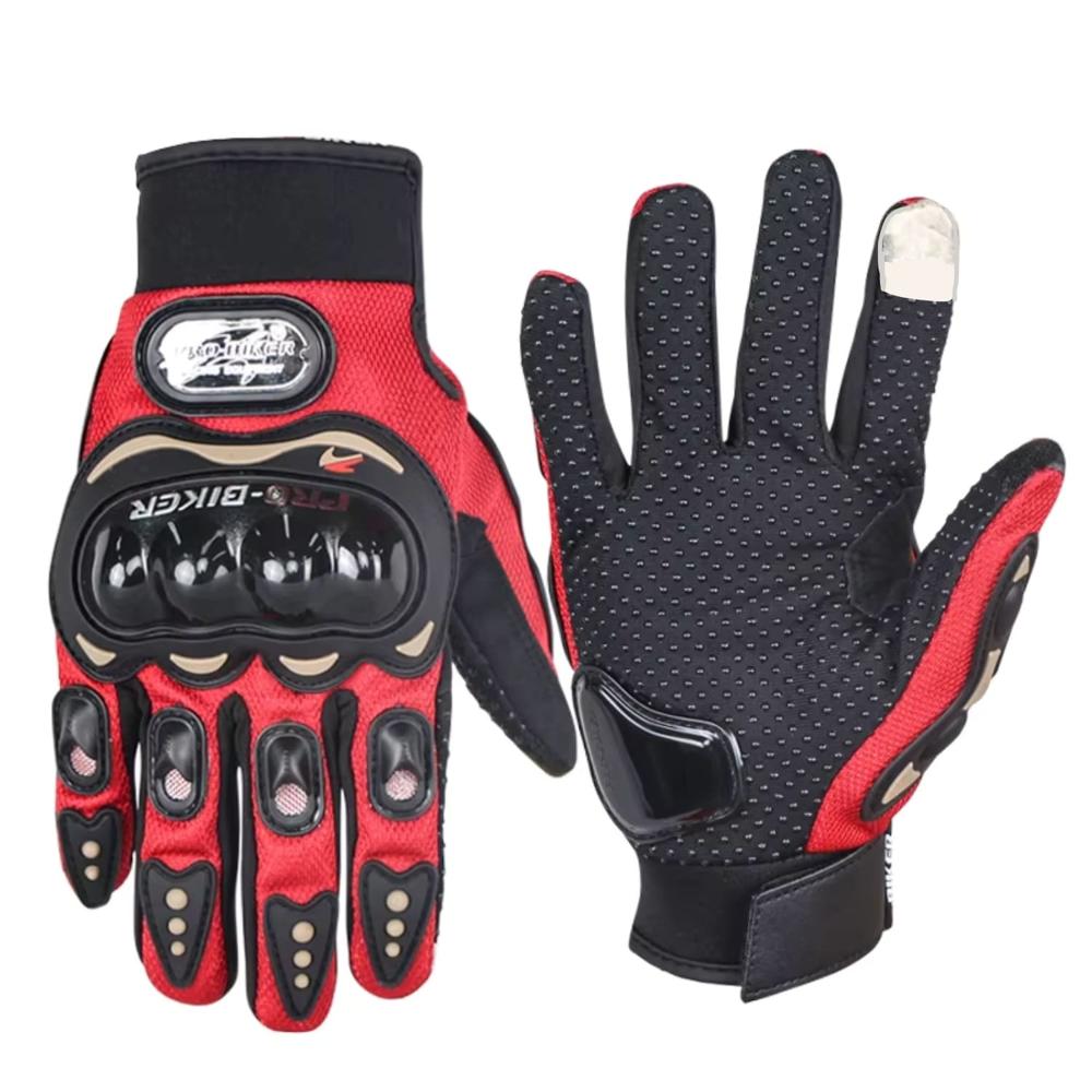 Guantes para Moto Dedo Completo y Táctil Guantes Protector Rojo