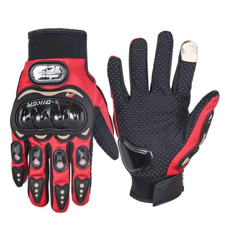 Guantes para Moto Dedo Completo y Táctil Guantes Protector Rojo Talla L