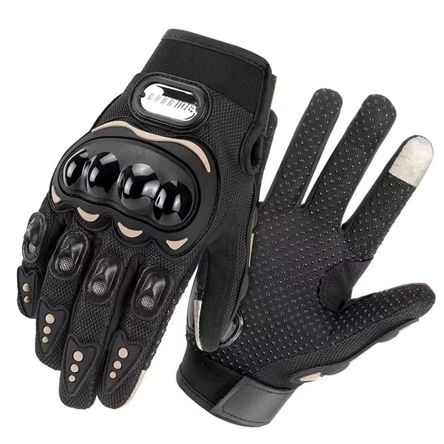 Guantes para Moto Dedo Completo y Táctil Guantes Protector Negro Talla XL