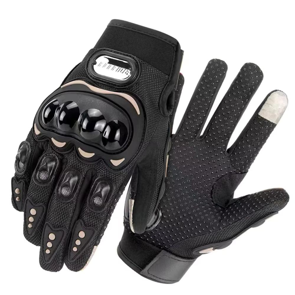 Guantes para Moto Dedo Completo y Táctil Guantes Protector Negro