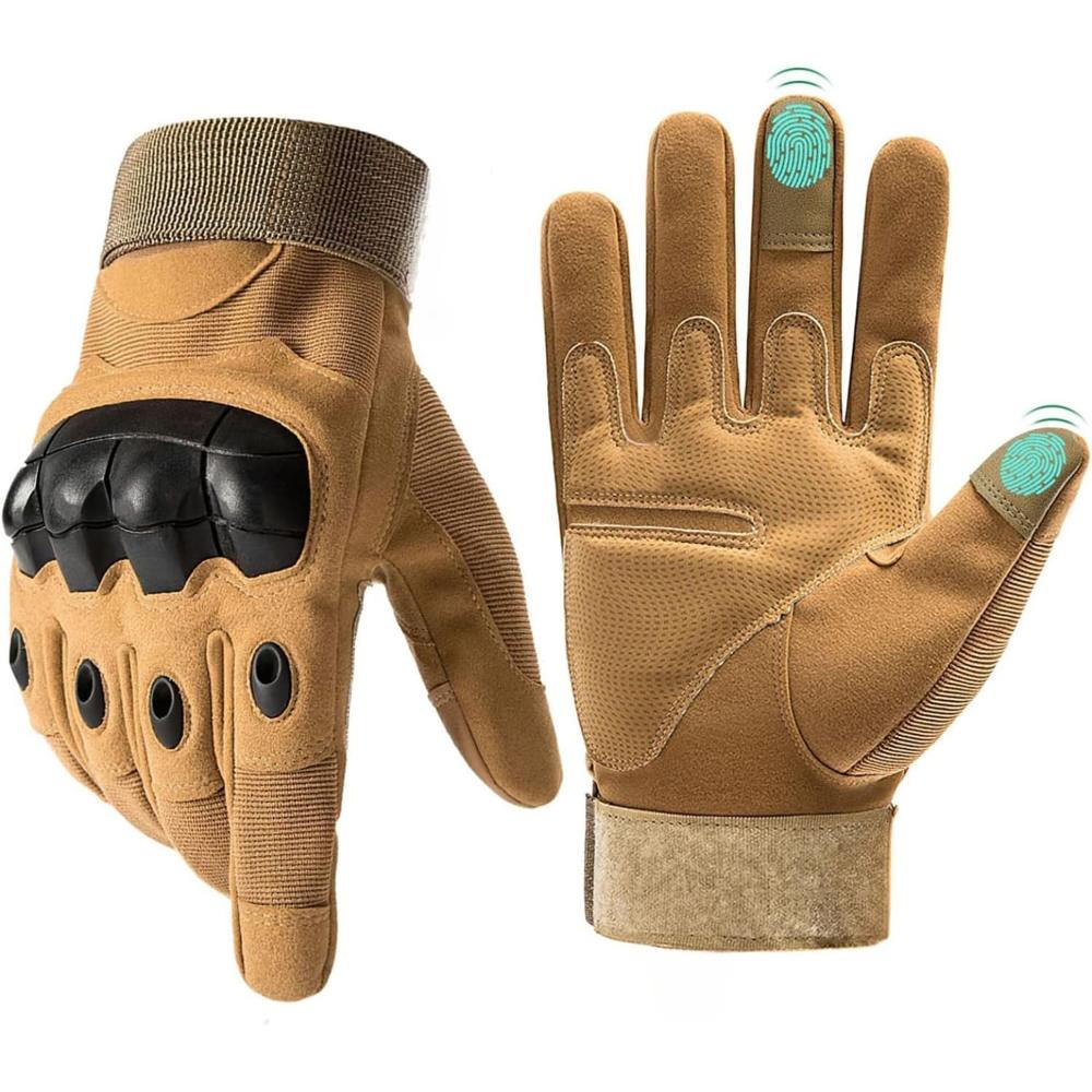 Guantes Táctico Militar de Dedo Completo para Moto, Gym, Ciclismo, etc Color Camel