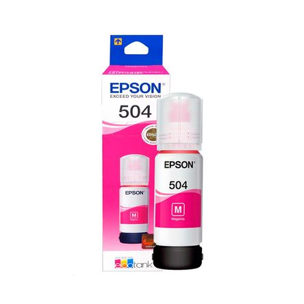 TINTA EPSON 504 COLOR MAGENTA, HASTA 6000 PAGINAS, 70 ML, PARA ECOTANK L4150/ L4160 P/N: T504320-AL TINTA EPSON 504 COLOR MAGENTA, HASTA 6000 PAGINAS, 70 ML, PARA ECOTANK L4150/ L4160 P/N: T504320-AL