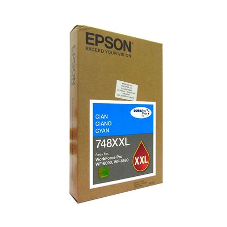 TINTA EPSON T748XXL COLOR CYAN, RENDIMIENTO 7000 PÁGINAS, PARA WORKFORCE WF-6590 P/N: T748XXL220-AL TINTA EPSON T748XXL COLOR CYAN, RENDIMIENTO 7000 PÁGINAS, PARA WORKFORCE WF-6590 P/N: T748XXL220-AL