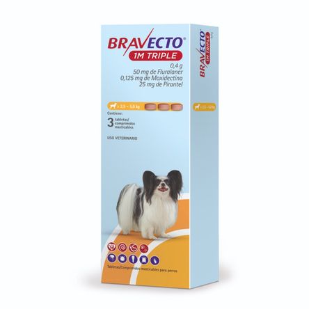 Antipulga Bravecto 2.5 - 4KG x3 Tab Protección Total 111 Días