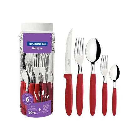 Juego De Cubiertos X30 Pzas Ipanema Rojo 10390013