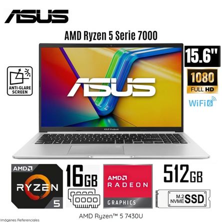 Laptop Asus Vivobook M1502YA-NJ544 AMD Ryzen 5-7430U 16GB RAM 512GB SSD 15.6