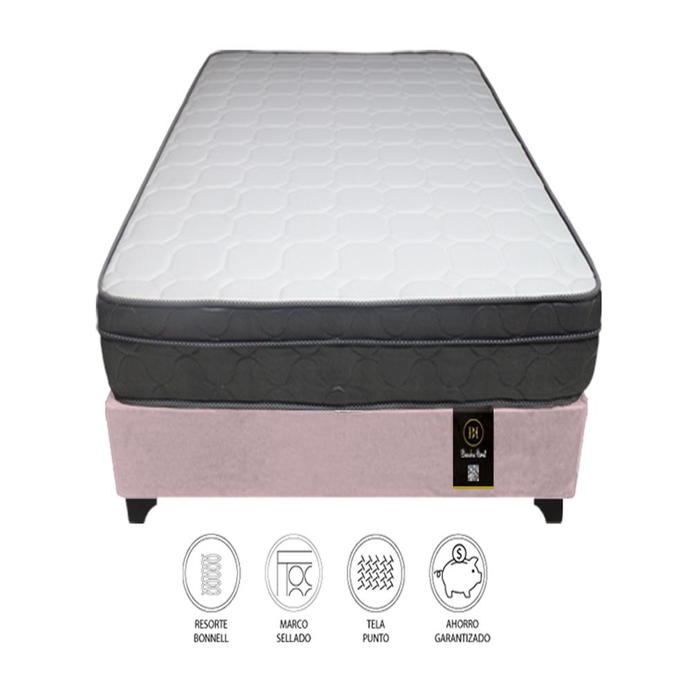 Cama Turin 1.5 Plz + 1 Almohada - Rosado
