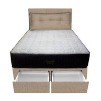 Dormitorio Pocket Vip + 2 Caj. 2 Plz + Cabecera + Cojin - Beige Claro