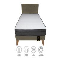 Dormitorio Turin Slim 1.5 Plz + Cabecera + Almohada - Beige Oscuro