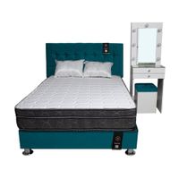 Dormitorio Coquette 1.5 Plz + Cabecera + Tocador + Puff - Cobalto