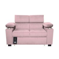 Sofá Cama Baltimore con Porta Vasos y Bolsillo 1.5 plz - Rosado