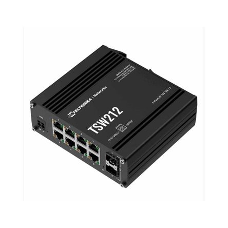 SWITCH TELTONIKA TSW212 8 PUERTOS RJ45 10/100/1000 MBPS 20 GBPS MONTAJE EN PARED P/N: TSW212