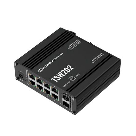 SWITCH TELTONIKA TSW202 8 PUERTOS RJ45 10/100/1000 MBPS 20 GBPS MONTAJE EN PARED P/N: TSW202