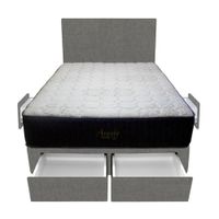 Dormitorio Pocket Vip + 4 Cajones 1.5 Plz + Cabecera - Gris Oscuro