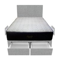 Dormitorio Pocket Vip + 4 Cajones 1.5 Plz + Cabecera - Gris Claro