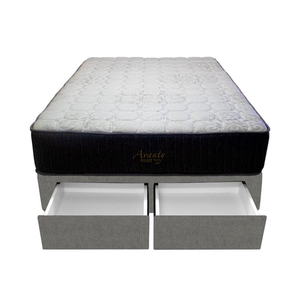 Cama Pocket Vip + 2 Cajones 1.5 Plz + 2 almohadas - Gris Oscuro Cama Pocket Vip + 2 Cajones 1.5 Plz + 2 almohadas - Gris Oscuro