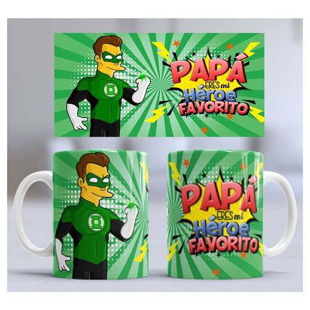 Taza de Loza Grande 15oz Día Del Padre Heroe Linterna Verde 44