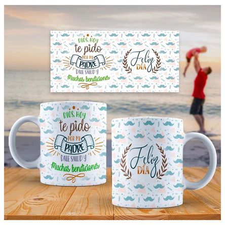 Taza de Loza Grande 15oz Lettering Frase Día Del Padre 66