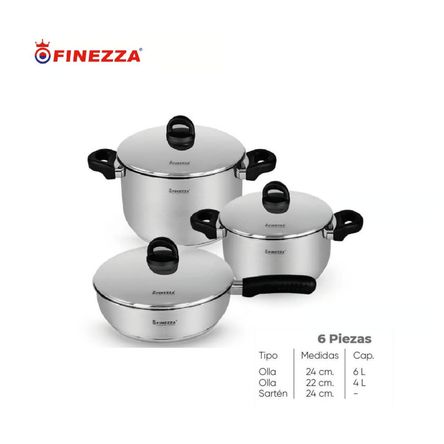 Set de ollas FINEZZA FZ-1048TS de acero