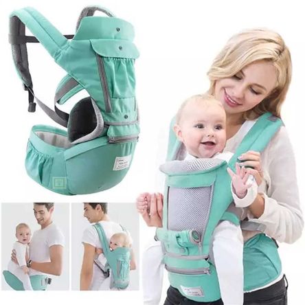 Canguro para bebe ergonómico 3 en 1 multiposición Verde agua Canguro para bebe ergonómico 3 en 1 multiposición Verde agua