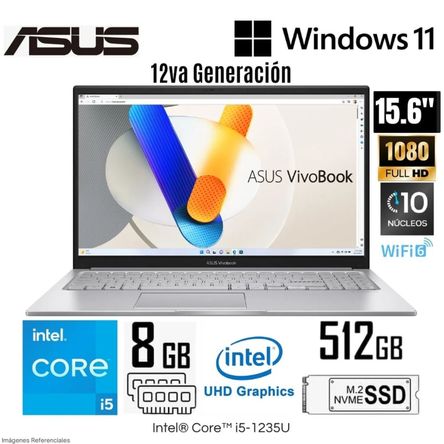 Laptop Asus Vivobook X1504ZA-NJ339W Intel Core i5-1235U 16GB 512GB SSD 15,6 pulg. FHD Windows 11 Laptop Asus Vivobook X1504ZA-NJ339W Intel Core i5-1235U 16GB 512GB SSD 15,6 pulg. FHD Windows 11