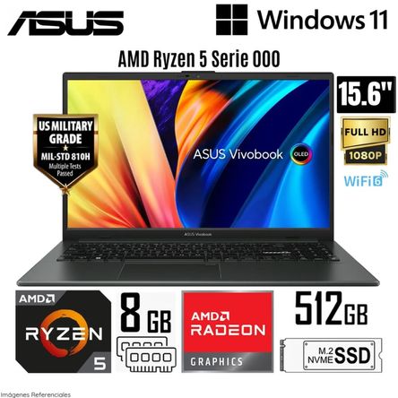 Laptop Asus Vivabook E1504FA-L1655 AMD Ryzen 5 7520U 8GB DDR5 GB 512GB SSD 15.6 Laptop Asus Vivabook E1504FA-L1655 AMD Ryzen 5 7520U 8GB DDR5 GB 512GB SSD 15.6