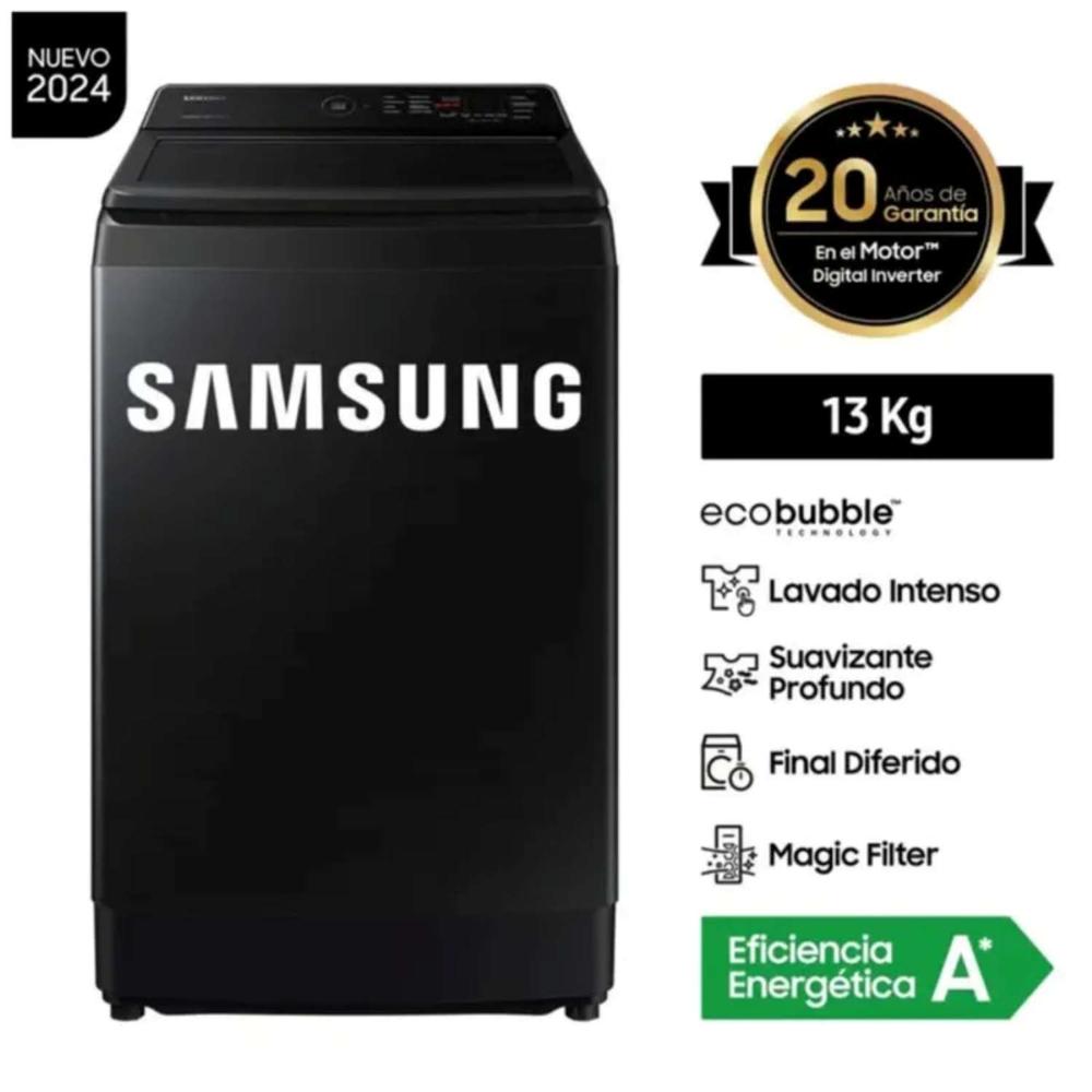 Lavadora Samsung WA13CG5441BV 13Kg Carga Superior Ecobubble Negro