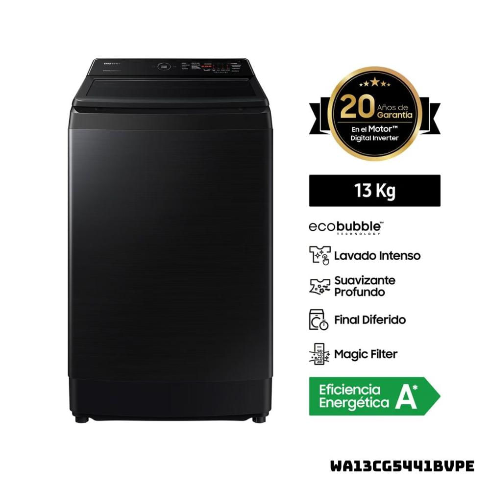 Lavadora SAMSUNG Ecobubble 13KG Carga Superior Negro WA13CG5441BVPE Lavadora SAMSUNG Ecobubble 13KG Carga Superior Negro WA13CG5441BVPE