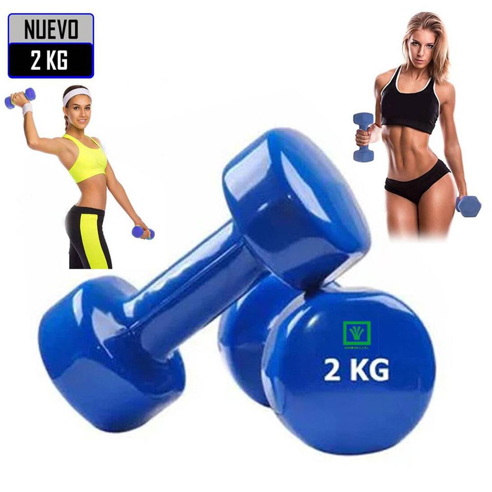 Mancuernas de vinil 2 kg pack 2 unidades azul
