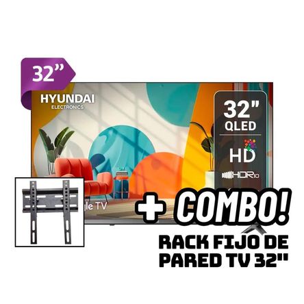 Televisor HYUNDAI 32 Qled Smart TV Google TV HD HYLED3259QG + RACK FIJO
