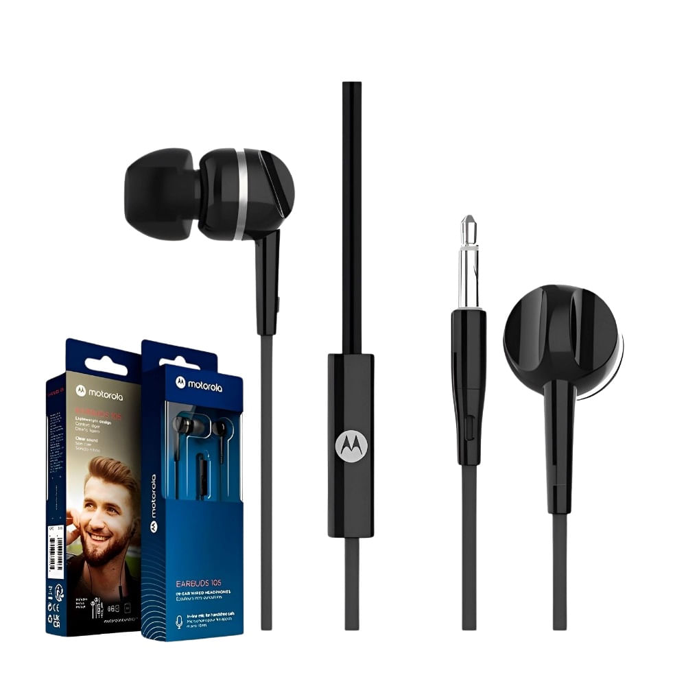 Audifonos Motorola Con Micrófono Manos Libres 3.5mm Earbuds 105
