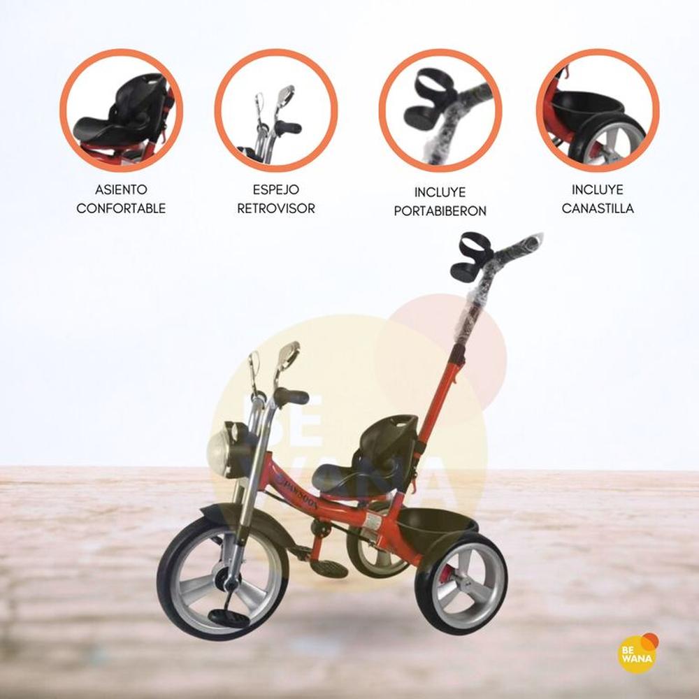 Triciclo Guiador para Niños «PAWSOON» Red