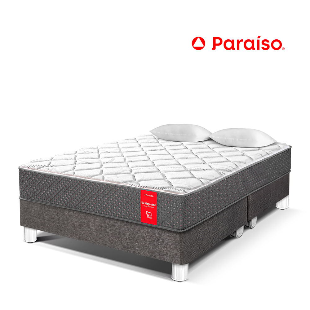 Cama Paraíso Su Majestad King Acero + 2 almohadas + protector