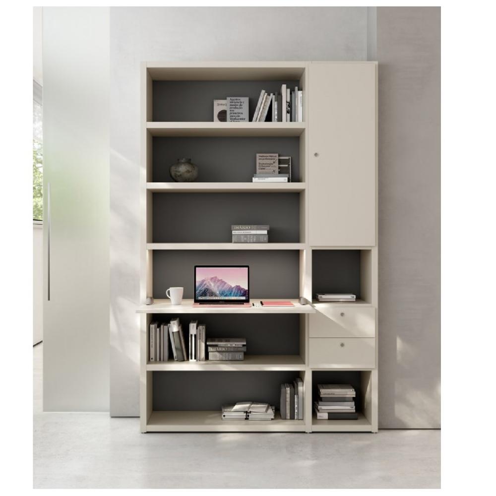 Librero con Escritorio Abatible  Urano color Blanco 2 puertas 2 cajones TU MESITA