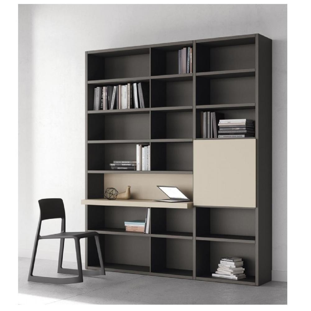 Librero Contemporáneo con Escritorio Lucero color Gris oscuro/Gris claro 1 puerta TU MESITA Librero Contemporáneo con Escritorio Lucero color Gris oscuro/Gris claro 1 puerta TU MESITA