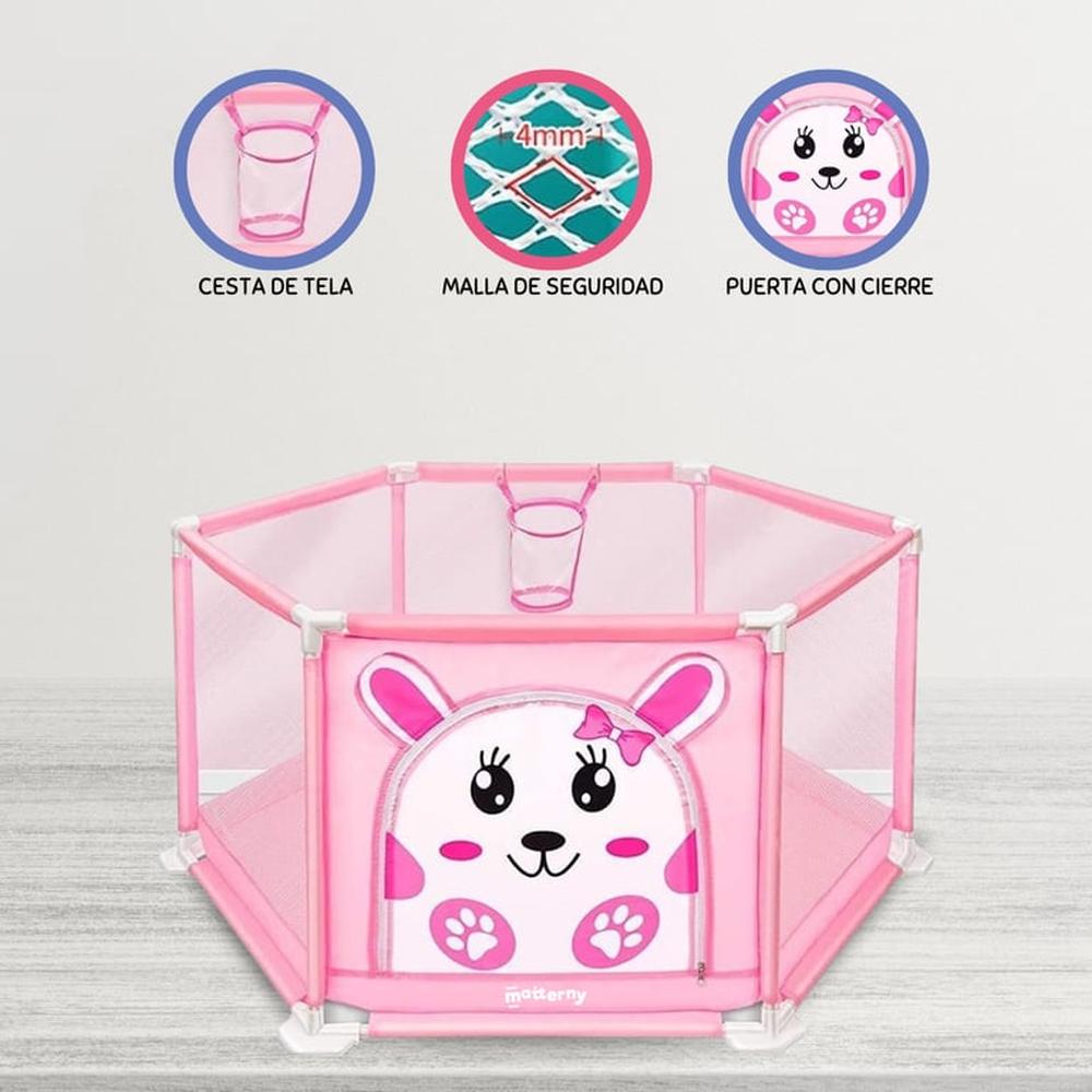 Corral Desarmable con Pelotas para Bebés «FENCE» Pink