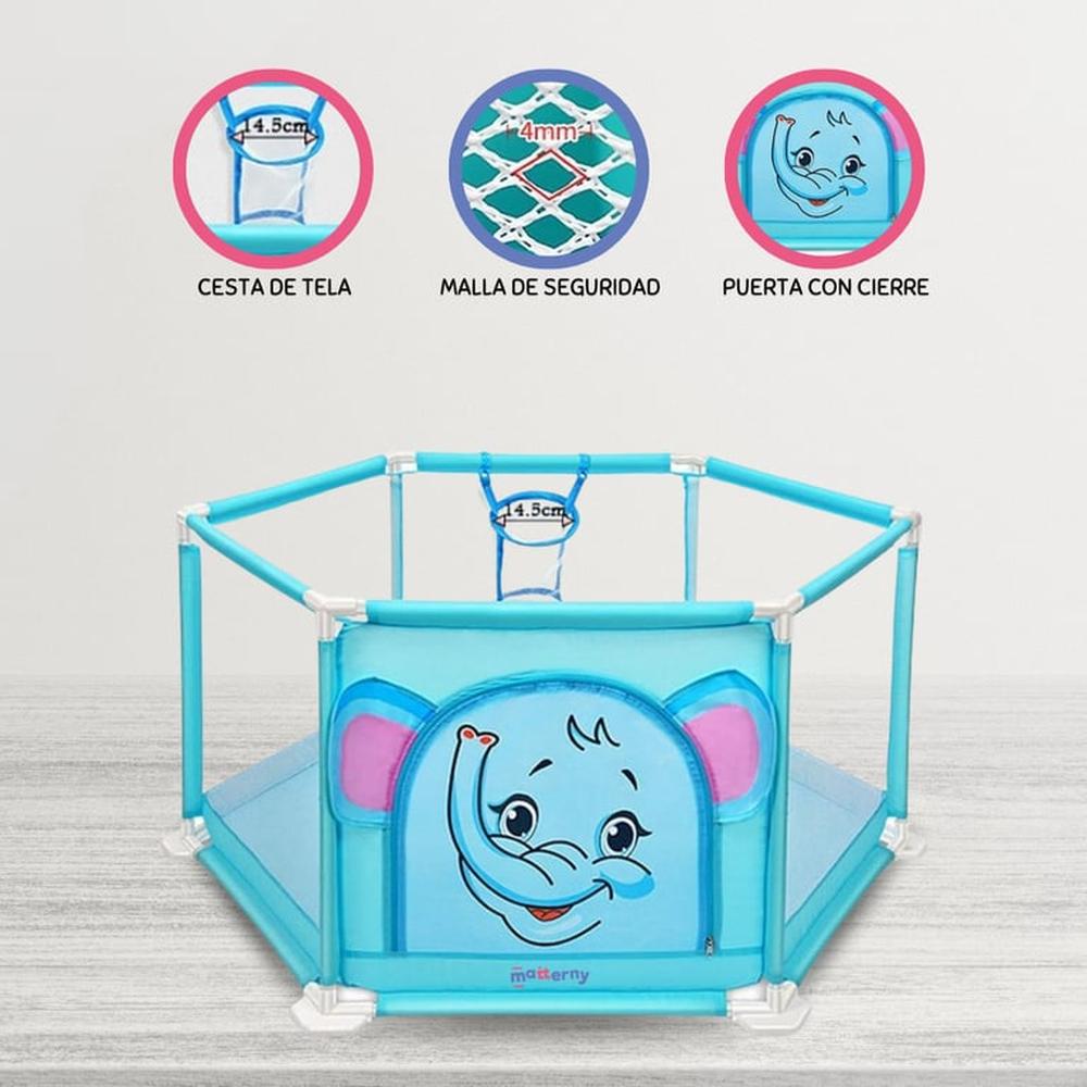 Corral Desarmable con Pelotas para Bebés «FENCE» Light Blue