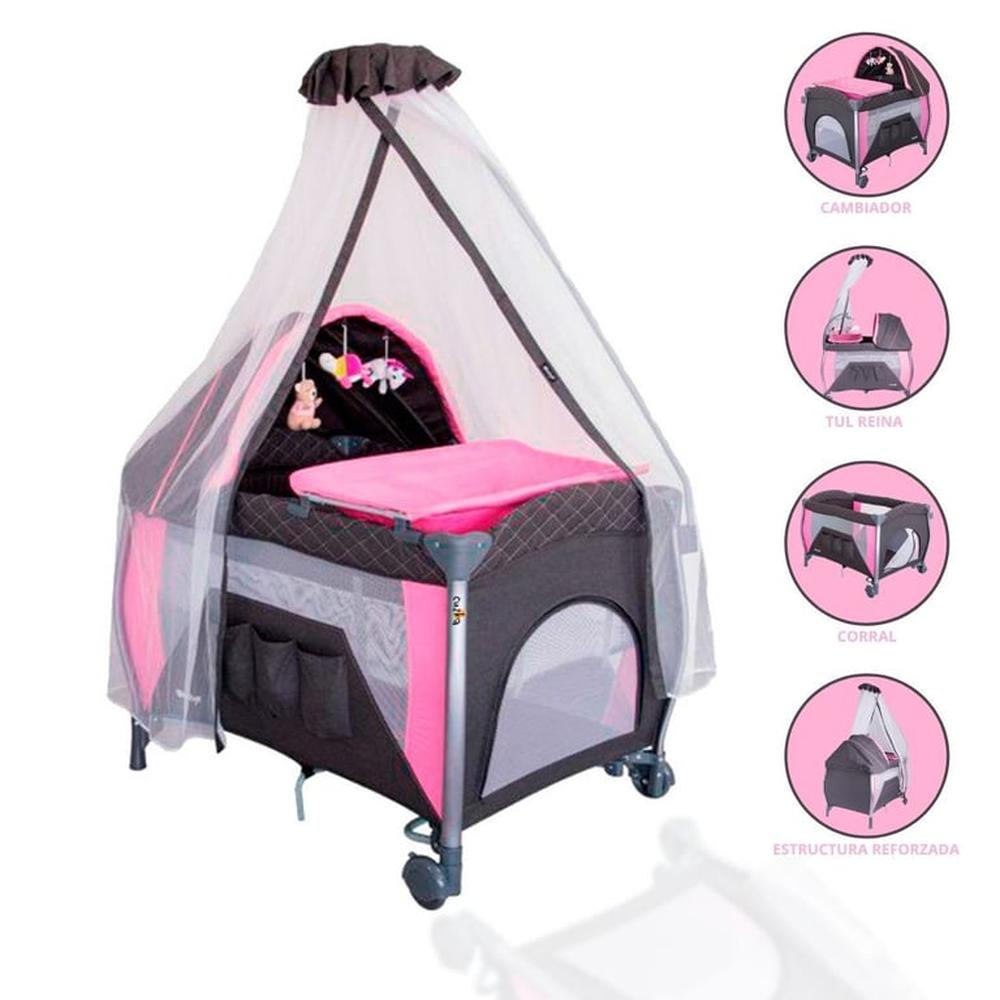 Cuna Corral Reyna para Bebés «NAPY» Light Pink