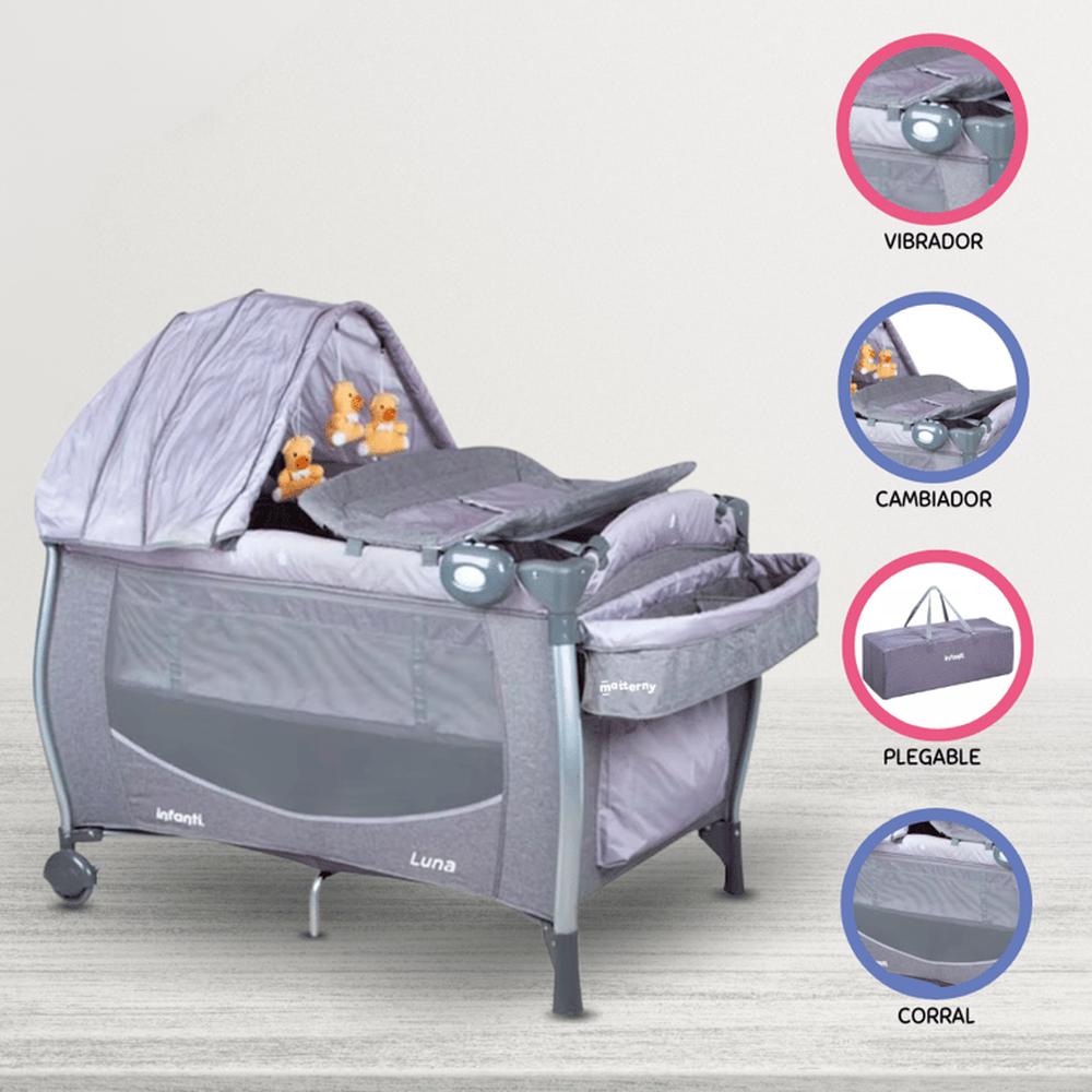 Cuna corral para Bebés «LUNA ZIGZAG» Gray