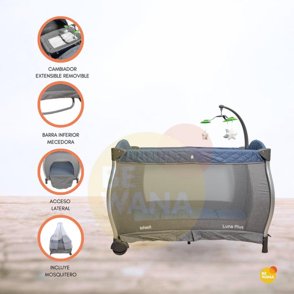 Cuna Corral Plegable para Bebé «LUNA PLUS» Blue